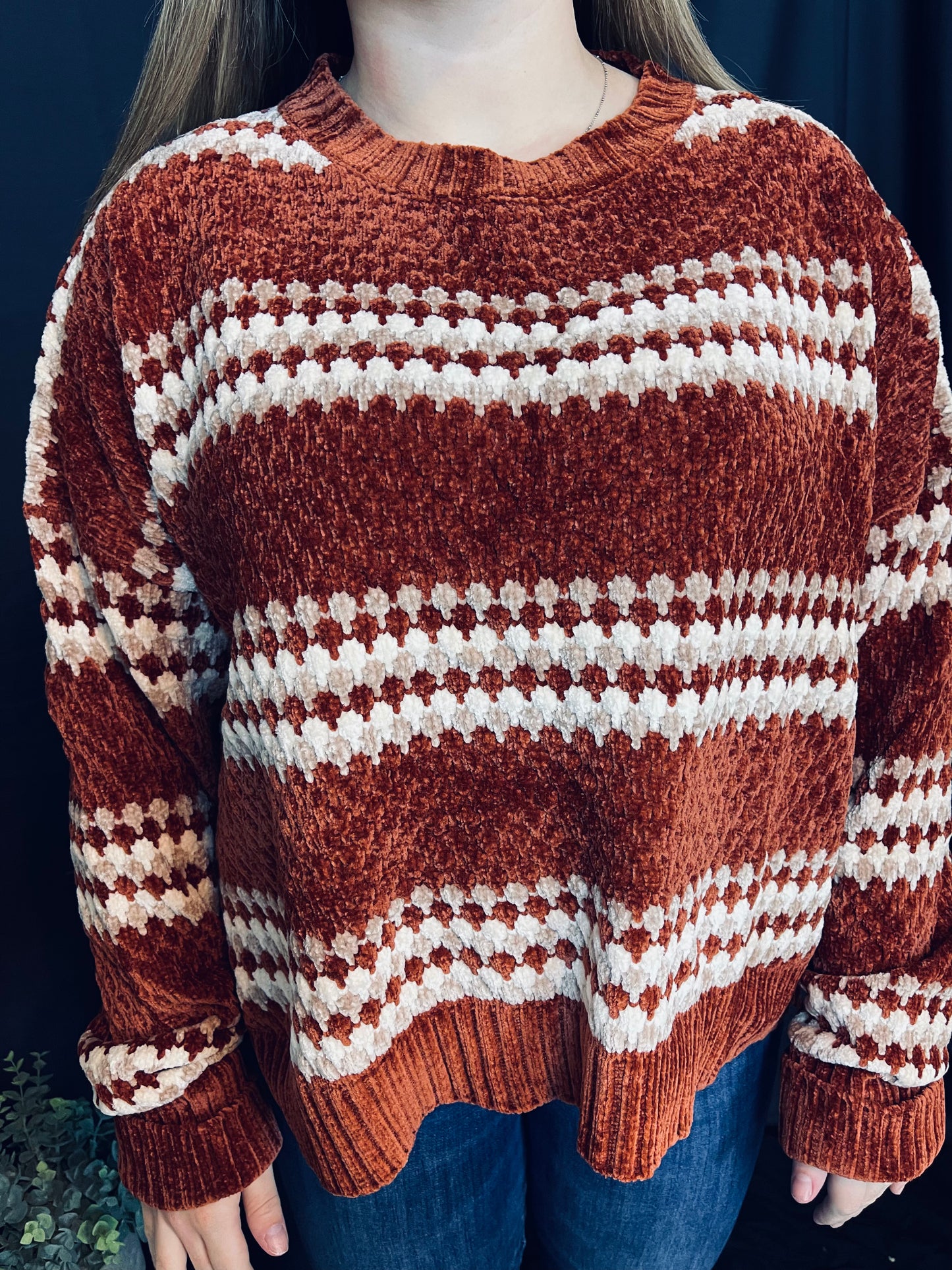 Chenille Red Rust Sweater